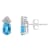 6x4mm Oval Blue Topaz with Diamond Accents 14k White Gold Stud Earrings
