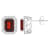 8x6mm Emerald Cut Garnet And White Topaz Accent Rhodium Over Sterling
Silver Halo Stud Earrings