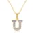 White Diamond Accent 10k Yellow Gold U Initial Pendant With 18” Rope Chain