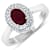 1.11ctw Red Ruby and Diamond 14K White Gold Halo Ring