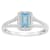 6x4mm Emerald Cut Aquamarine 1/4 ctw Diamond Rhodium Over Sterling
Silver Halo Ring