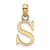 14k Yellow Gold Polished Block Letter S Initial Pendant