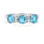 Blue Topaz Rhodium Over Sterling Silver Round Moissanite 3-Stone Ring