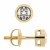 White Cubic Zirconia 14k Yellow Gold Studs With Velvet Gift Box 1.00ctw