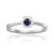 Rhodium Over Sterling Silver Round Blue Sapphire and Moissanite Halo Ring