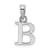 Rhodium Over 14k White Gold Polished Block Letter B Initial Pendant