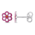 Children's Pink Enamel Flower Stud Earrings in Sterling Silver