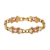 Gold Tone Round Crystal Faux Pearl Rose Bracelet