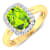 2.22ctw Green Peridot and Diamond 14K Yellow Gold Halo Ring