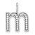 14K White Gold Diamond Lower Case Letter M Initial Pendant