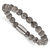 Stainless Steel Polished Light Brown Jade Bead Stretch Bracelet