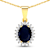 1.30ctw 14K Yellow Gold Blue Sapphire and White Diamond Pendant with 18
inch Cable Chain