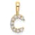 14K Yellow Gold Lab Grown Diamond Letter C Initial Pendant