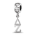 Rhodium Over Sterling Silver LogoArt Delta Zeta Vertical Letters on
Heart Bead