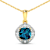 2.15ctw 14K Yellow Gold Blue London Blue Topaz and White Diamond Pendant
with 18 inch Cable Chain