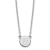 Rhodium Over Sterling Silver Tiny Circle Block Letter B  Initial Necklace