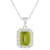 8x6mm Emerald Cut Peridot and White Topaz Accent Rhodium Over Sterling
Silver Halo Pendant w/Chain