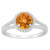 7mm Round Citrine 1/4 ctw Diamond Rhodium Over Sterling Silver Halo Ring