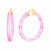 14K Yellow Gold Over Sterling Silver Painted Hoops in Pink