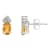 6x4mm Oval Citrine with Diamond Accents 14k White Gold Stud Earrings