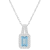6x4mm Emerald Cut Aquamarine 1/8 ctw Diamond Rhodium Over Sterling
Silver Halo Pendant with Chain