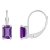 6x4mm Emerald Cut Amethyst Rhodium Over 10k White Gold Drop Earrings