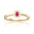 Red Ruby 14K Yellow Gold Over Sterling Silver and Moissanite Halo Ring