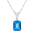 9x7mm Emerald Cut Blue Topaz with Diamond Accent 14k White Gold Pendant
With Chain