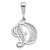 Rhodium Over 14k White Gold Solid Polished Script Filigree Textured
Letter D Initial Pendant