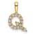 14K Yellow Gold Lab Grown Diamond Letter Q Initial Pendant