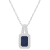 6x4mm Emerald Cut Sapphire 1/8 ctw Diamond Rhodium Over Sterling Silver
Halo Pendant with Chain