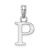 Rhodium Over 14k White Gold Polished Block Letter P Initial Pendant
