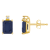 6x4mm Emerald Cut Sapphire with Diamond Accents 14k Yellow Gold Stud Earrings
