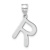 Rhodium Over 14k White Gold Polished Bubble Letter R Initial Pendant