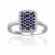 Blue Sapphire and Moissanite Sterling Silver Rectangle Cluster Ring