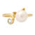 White Cubic Zirconia and 8mm Cultured Freshwater Pearl 14k Yellow Gold
Over Silver Cat Ring 0.10ctw