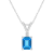 7x5mm Emerald Cut Blue Topaz with Diamond Accent 14k White Gold Pendant
With Chain
