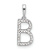 Rhodium Over 14k White Gold Diamond Letter B Initial Pendant