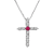 0.18ctw Diamond and Ruby Cross in 14K White Gold