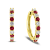 1.35ctw Ruby and Diamond Hoop Earrings in 14k Yellow Gold