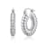Ribbed Tubular Hoop Earrings In Rhodium Over Brass