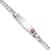 Rhodium Over 14k White Gold Medical Soft Diamond Shape Red Enamel Flat
Curb Link ID Bracelet