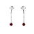 Round Red Garnet Rhodium Over Sterling Silver Drop Hoop Earrings