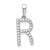 Rhodium Over 14k White Gold Diamond Letter R Initial Pendant