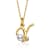 Initial Y Pear Shape CZ And Pearl Pendant Necklace In 14K Gold Over Brass