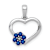 Rhodium Over 10k White Gold Heart and Flower Pendant with Diamond and
0.21 cttw Sapphire Gemstone