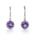 Purple Round Amethyst Sterling Silver Earrings 4ctw