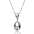 Double Bead Drop Pendant Necklace In Rhodium Over Brass