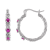 Sterling Silver Lab Created Ruby Byzantine Hoop Earrings .4ctw