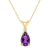 8x5mm Pear Shape Amethyst with Diamond Accent 14k Yellow Gold Pendant
With Chain